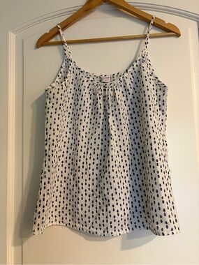 Rikshaw White & Navy Spotted Sleeveless Cotton Cami Tank Top Size Small